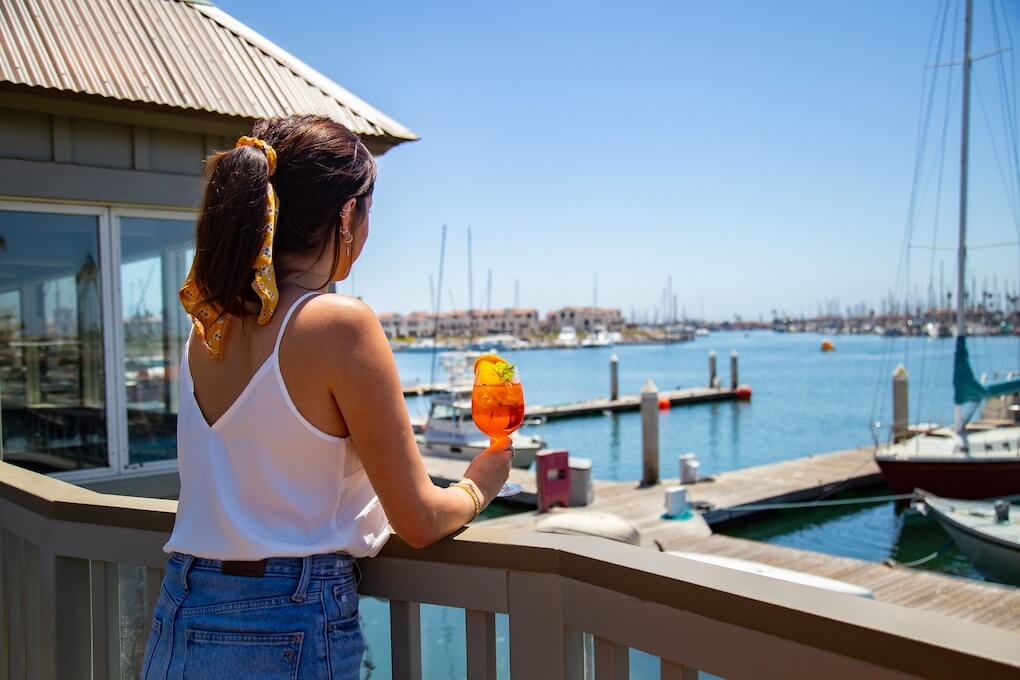 drinks at Waters edge at the ventura harbor