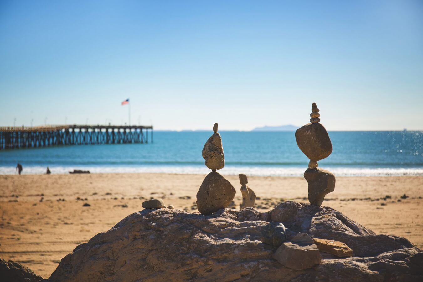 rocks piled at the ventura promenade