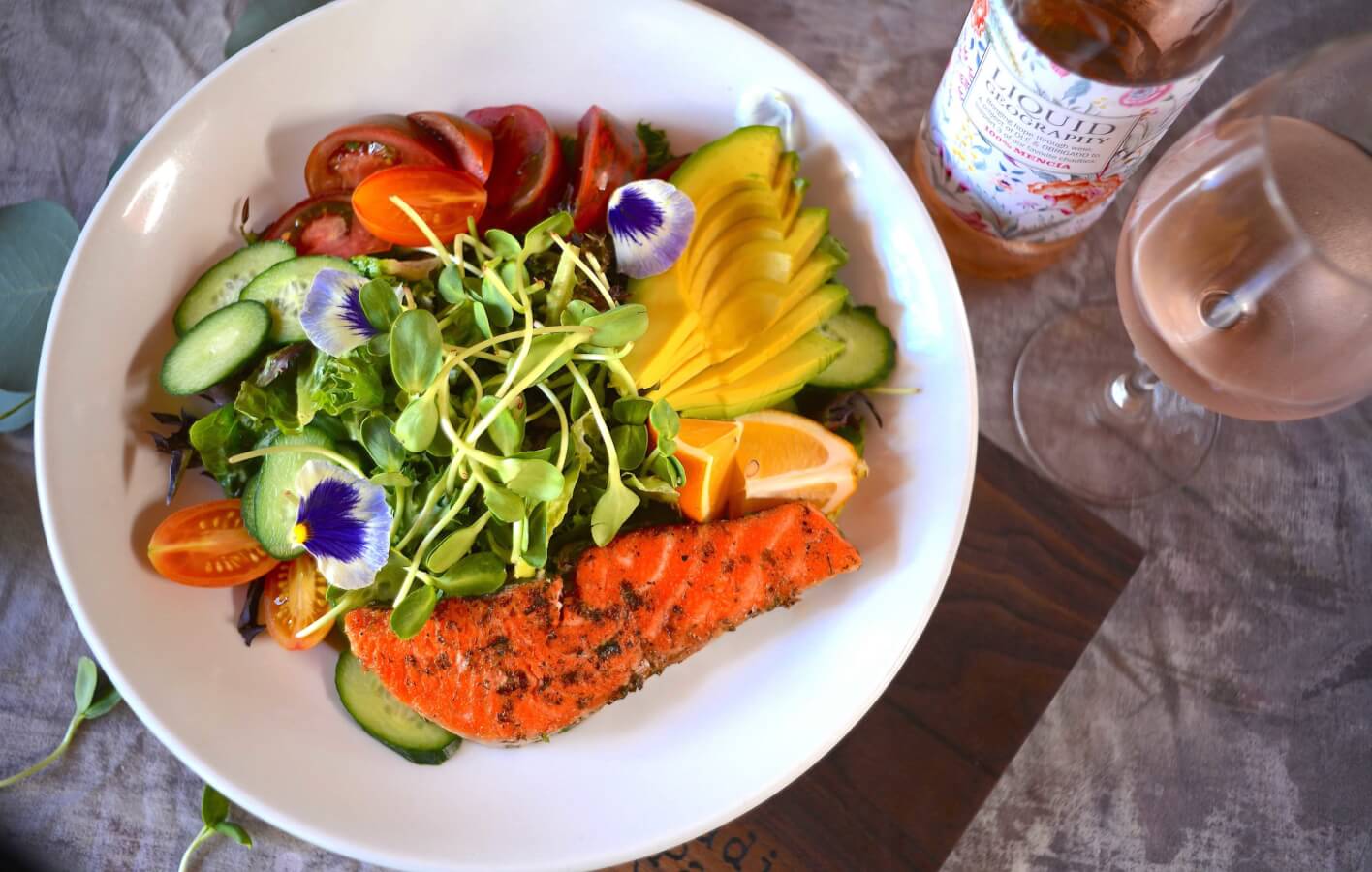 Salmon Salad with Rose’ wine