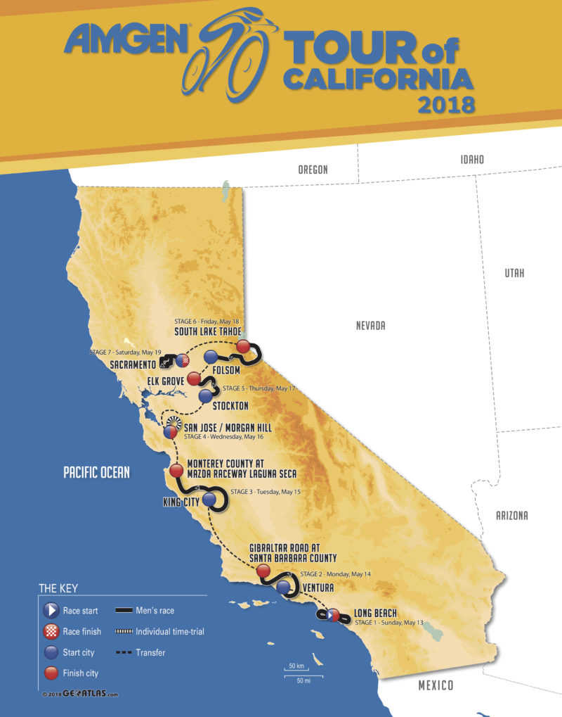 2018 Amgen Tour of California Route