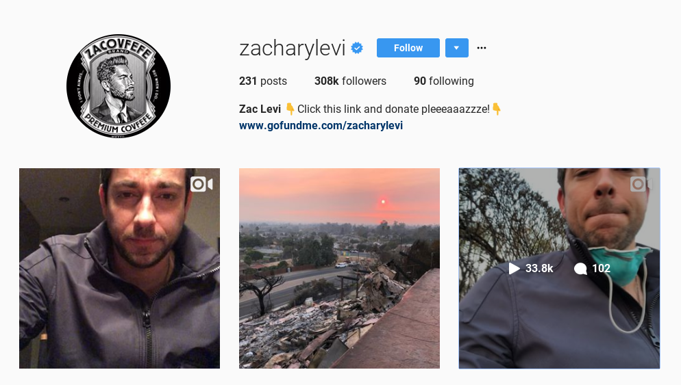 Zachary Levi Ventura CA instagram