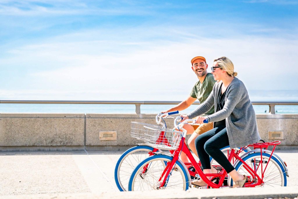 bike riding on the promenade