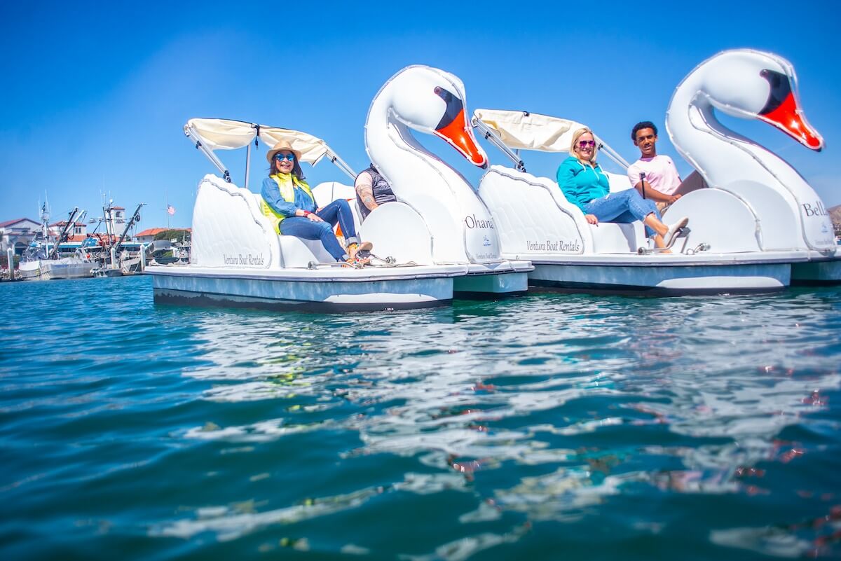 swan boats at the ventura harbor