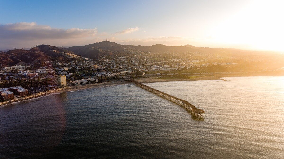 sunset drone at the pier