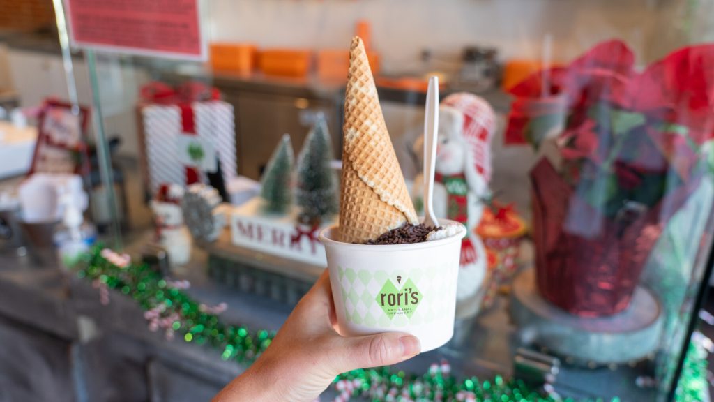 Rori's White Chocolate Candy Cane Bark ice cream, holiday treats in Ventura
