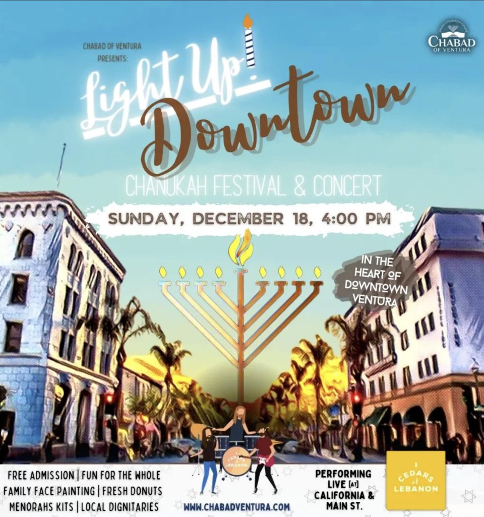 Flyer for Light up Downtown Chanukah Festival and Concert