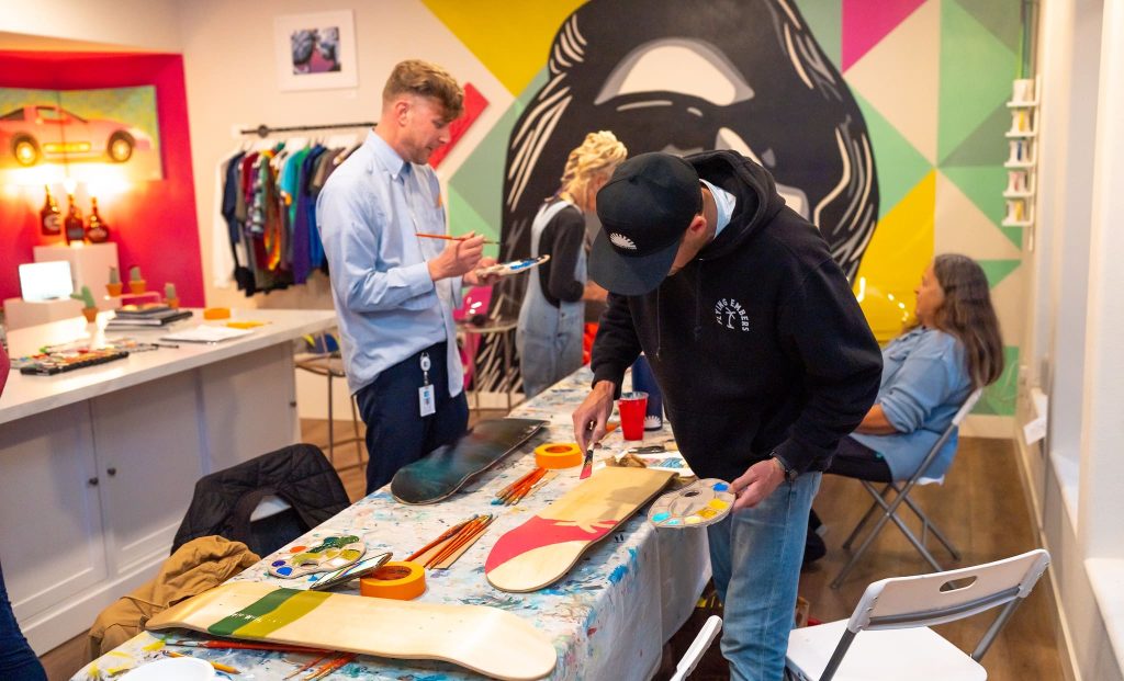 Local Artists painting X Games Ventura Skateboards, Art is Passion