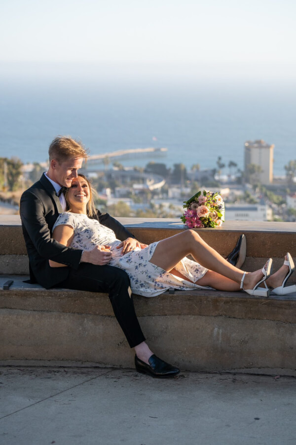 Wedding couple at Ventura Botanical Gardens