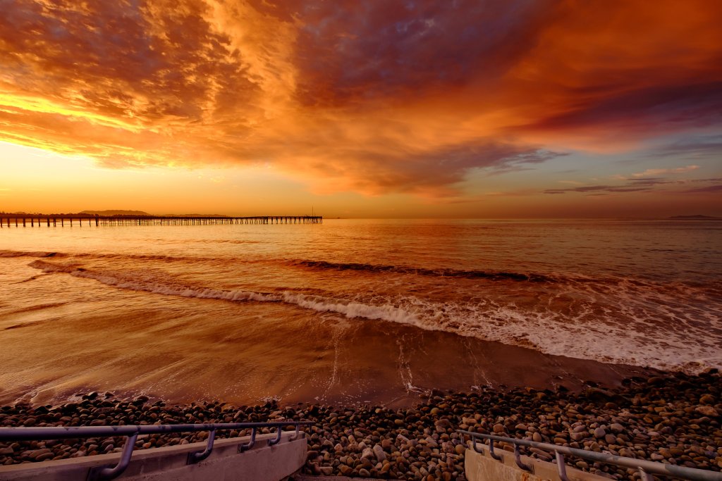 Ventura beach sunset surfers point