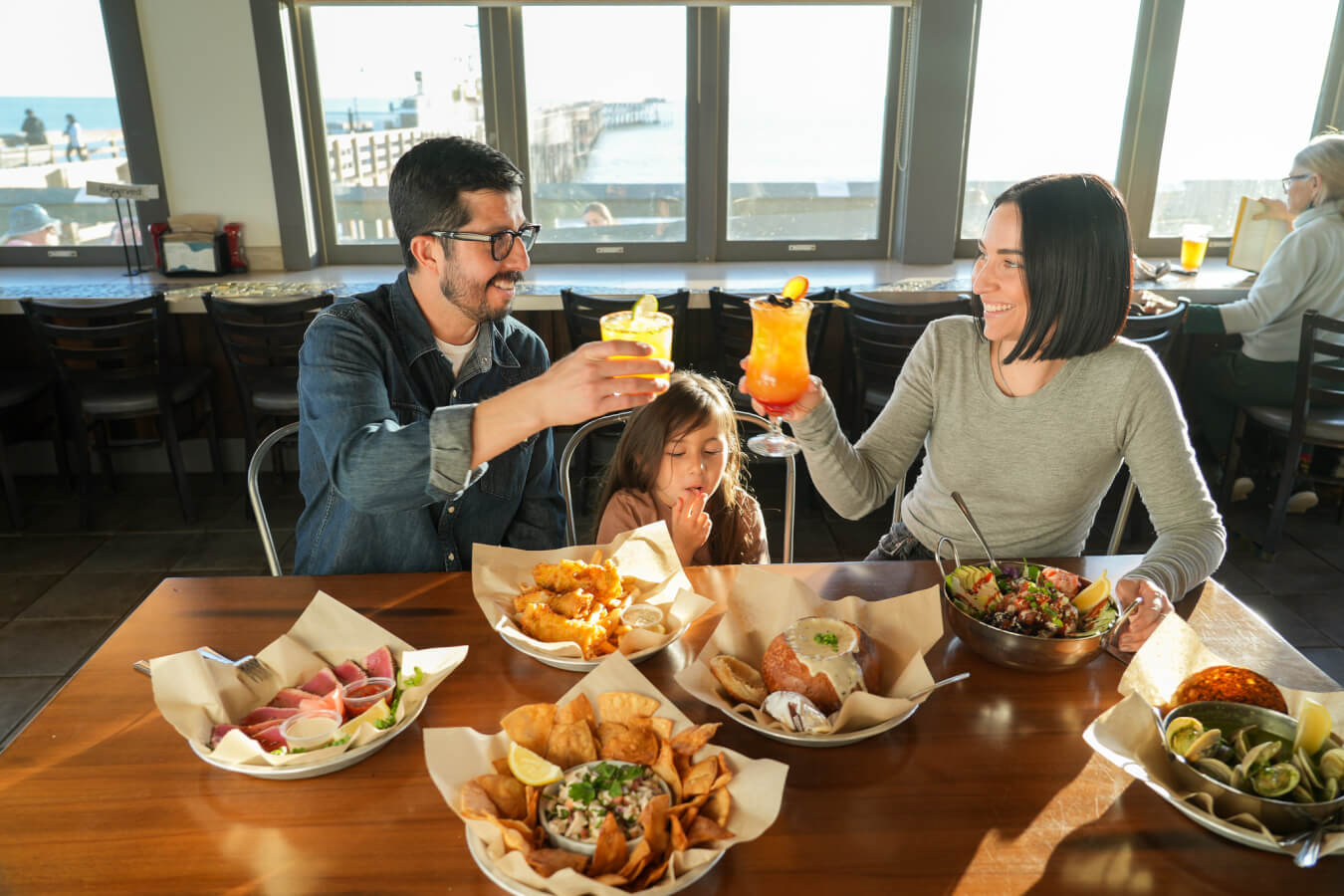 A family eating at a popular place to eat in Downtown Ventura