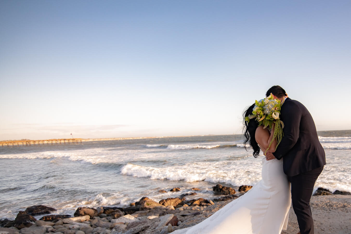 Wedding photos by the ventura pier and beach
