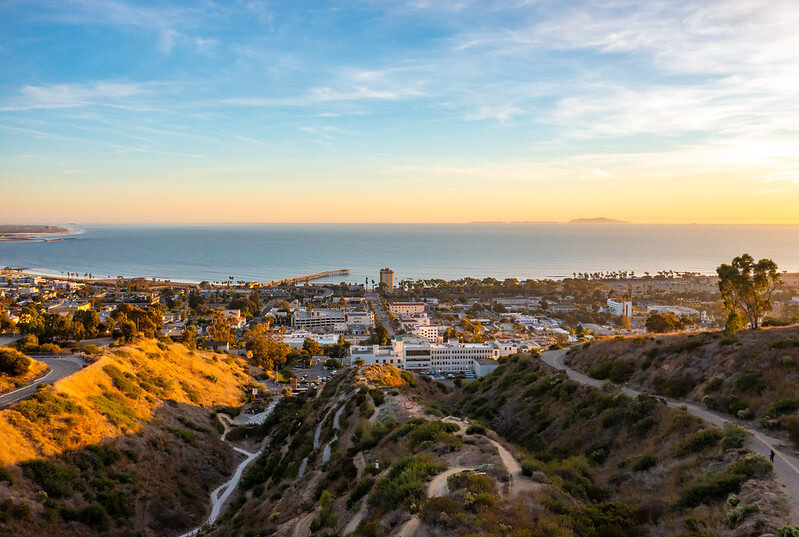 Aerial view of Ventura at sunrise