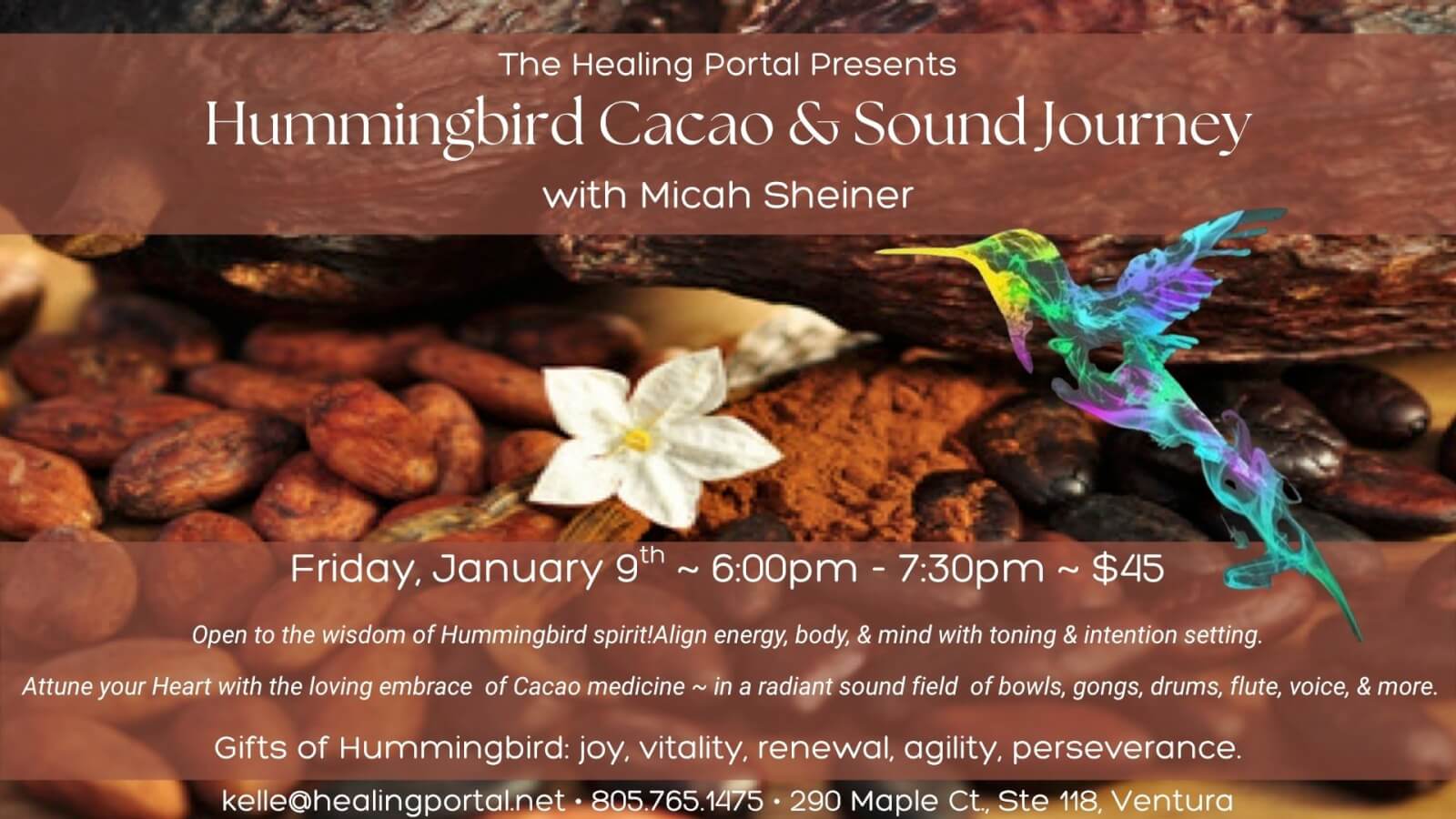 The Healing Portal Presents: Hummingbird Cacao & Sound Journey with Micah Sheiner